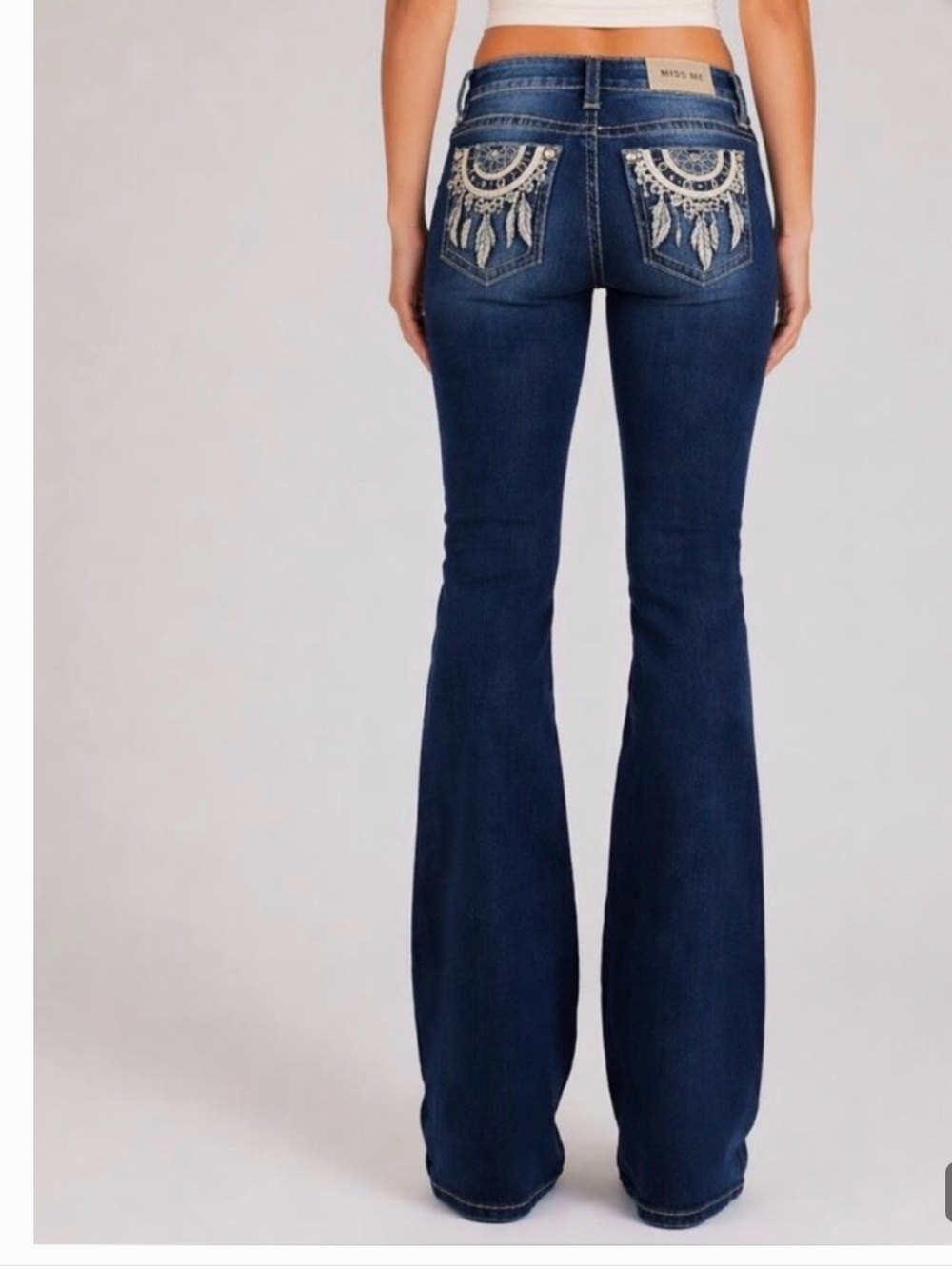 Miss Me Dark Boot Leg Jeans with Embellished Pockets